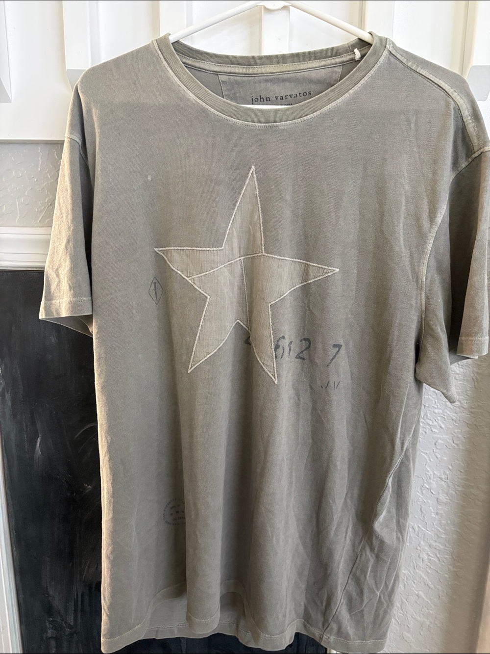 John Varvatos Olive-Green Star Stitch Short Sleeve Tee